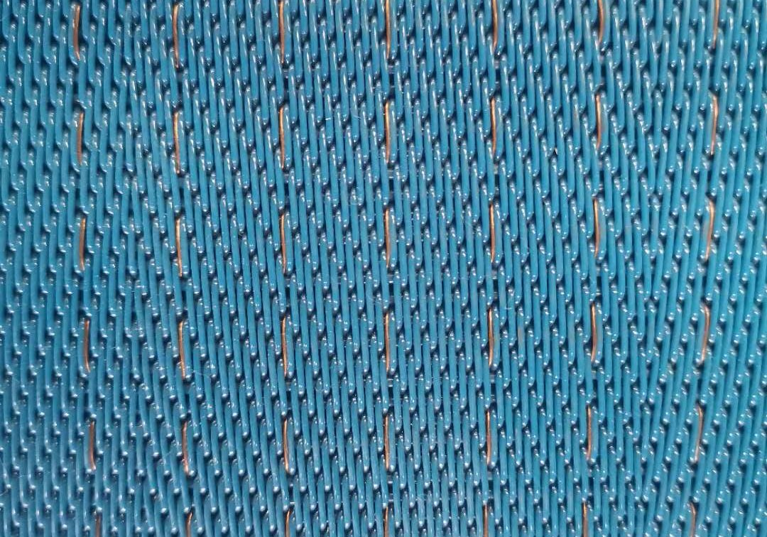 Type 608B anti-static dryer belt woven with copper wire only, close-up
