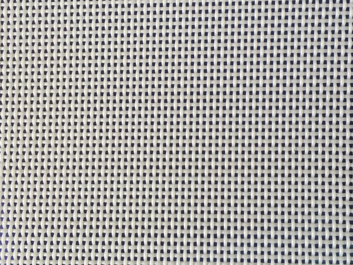 White polyester plain weave square mesh belt with even square openings