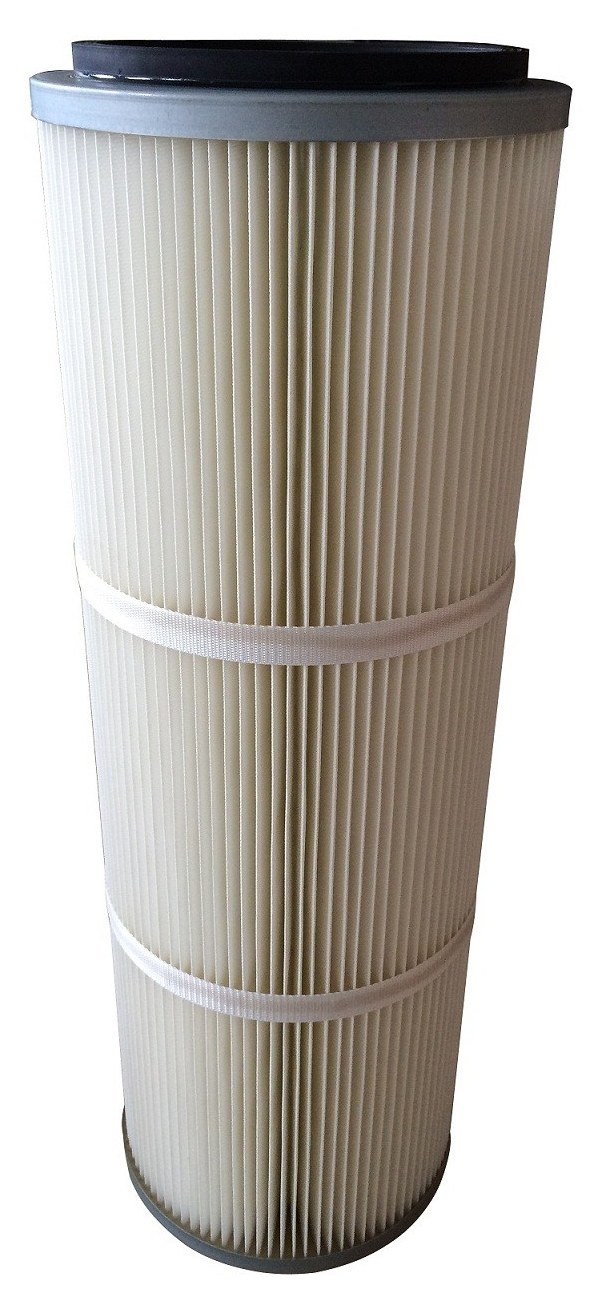 PTFE membrane coated PET filter cartridge for sub-micron dust
