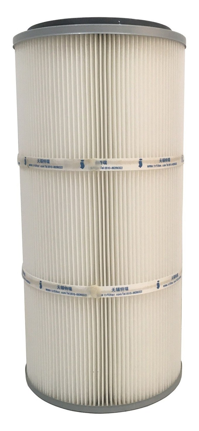 Spun-bonded PET filter cartridge with galvanized top cap and inner frame