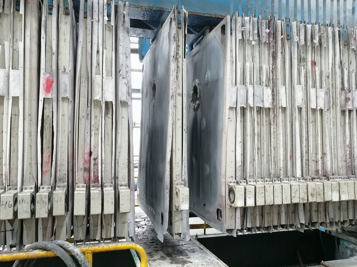 1.5 metre wide press filter cloth in service on a customer press, view 2